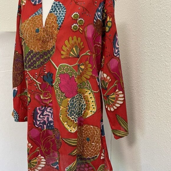 Colorful Bright Bohemian Boho Tropical Tunic Kurta Top Made in India size Small - Picture 4 of 8